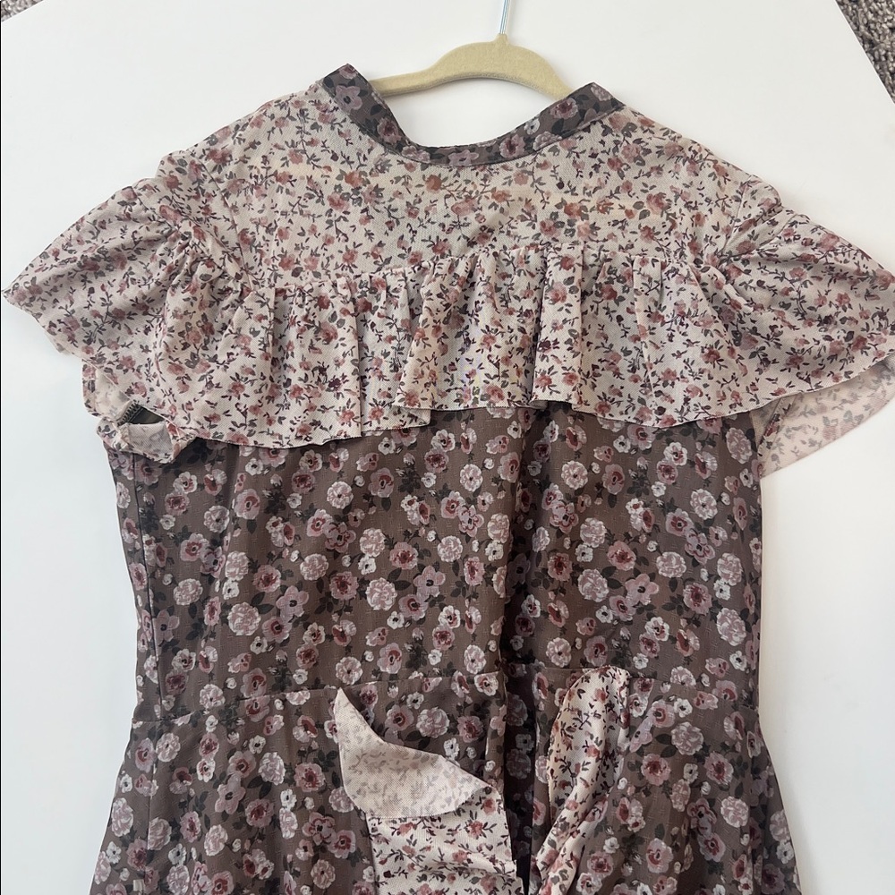 Joyfolie Floral Brown and Cream Maxi Dress